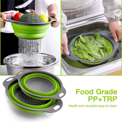  A Pair of Silicone Folding Drainer Basket